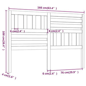 Testiera Letto Grigia 166x4x100cm in Legno Massello di Pino 814156