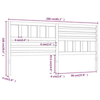 Testiera per Letto 206x4x100 cm in Legno Massello di Pino 814164