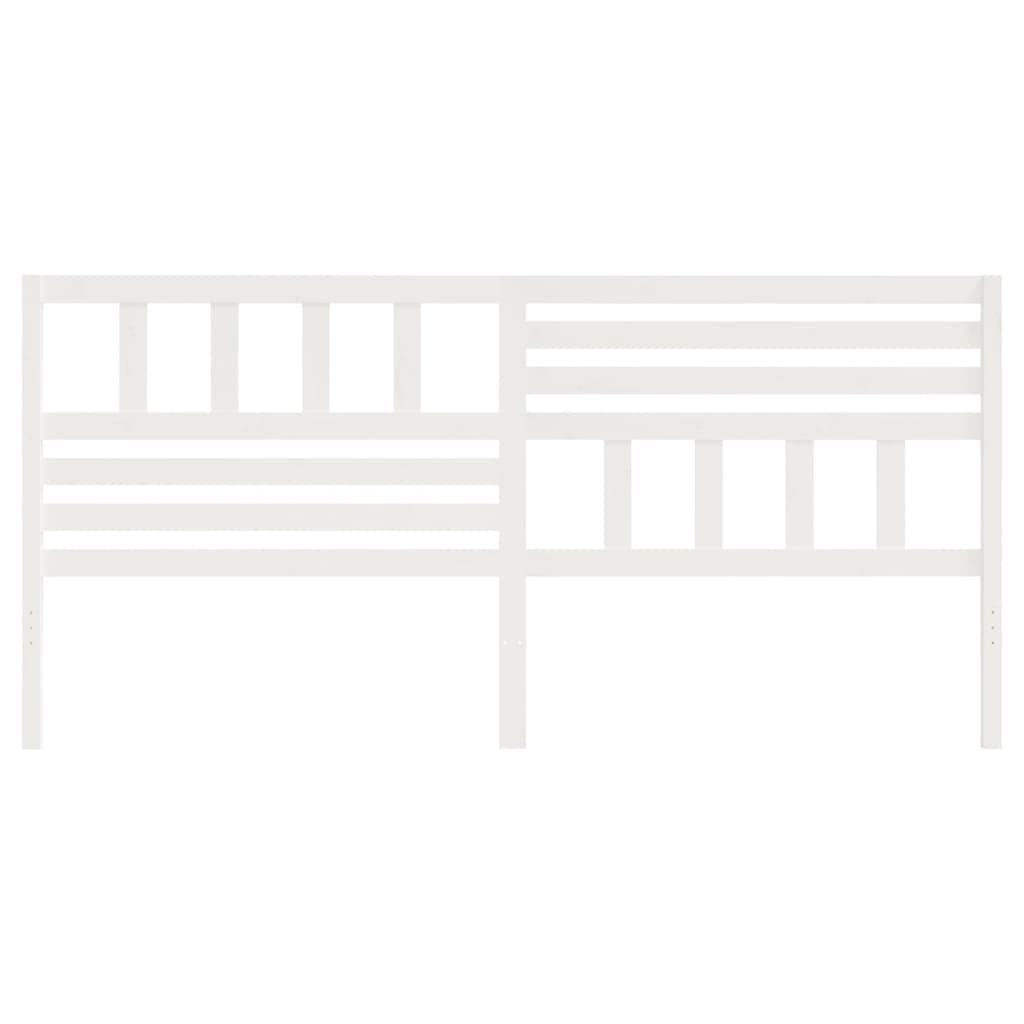 Testiera per Letto Bianca 206x4x100cm in Legno Massello di Pino