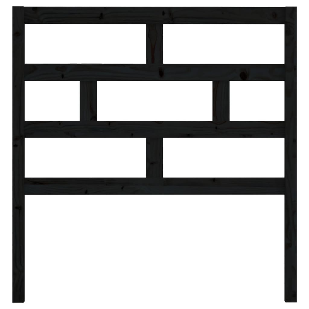 Testiera per Letto Nera 81x4x100 cm in Legno Massello di Pino 814173