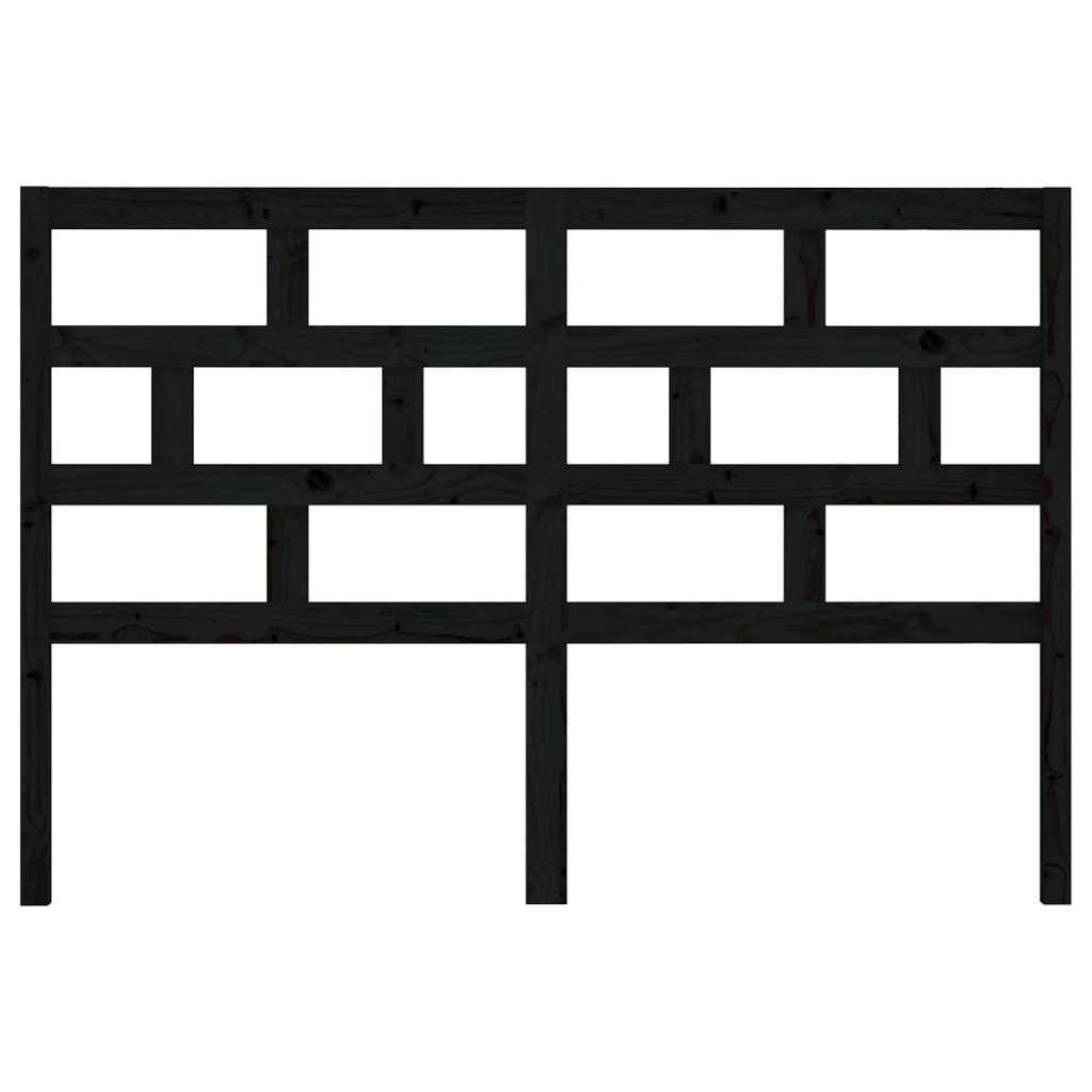 Testiera per Letto Nera 126x4x100 cm in Legno Massello di Pino 814188