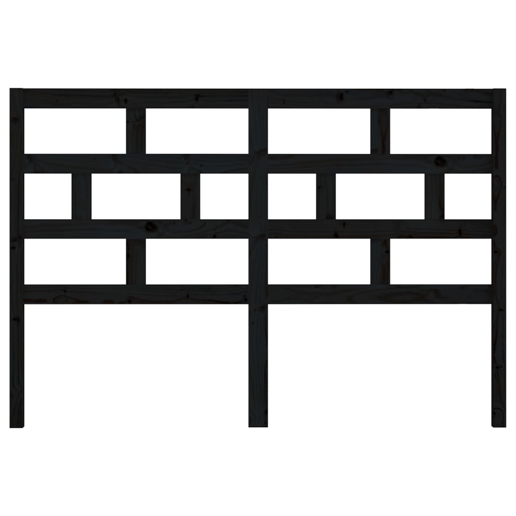 Testiera per Letto Nera 126x4x100 cm in Legno Massello di Pino 814198