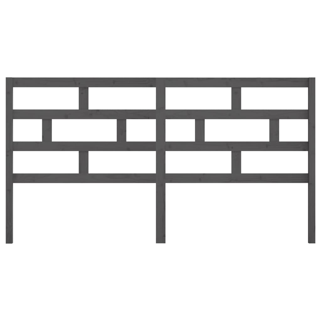 Testiera per Letto Grigia 206x4x100cm in Legno Massello di Pino 814216