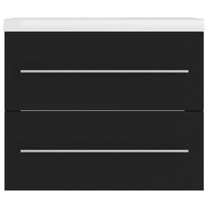 Mobile con Lavandino Integrato-Armadietto da Cucina-Lavandino Nero in Legno Multistrato