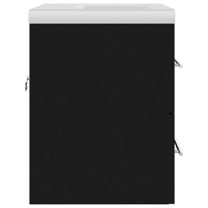 Mobile con Lavandino Integrato-Armadietto da Cucina-Lavandino Nero in Legno Multistrato