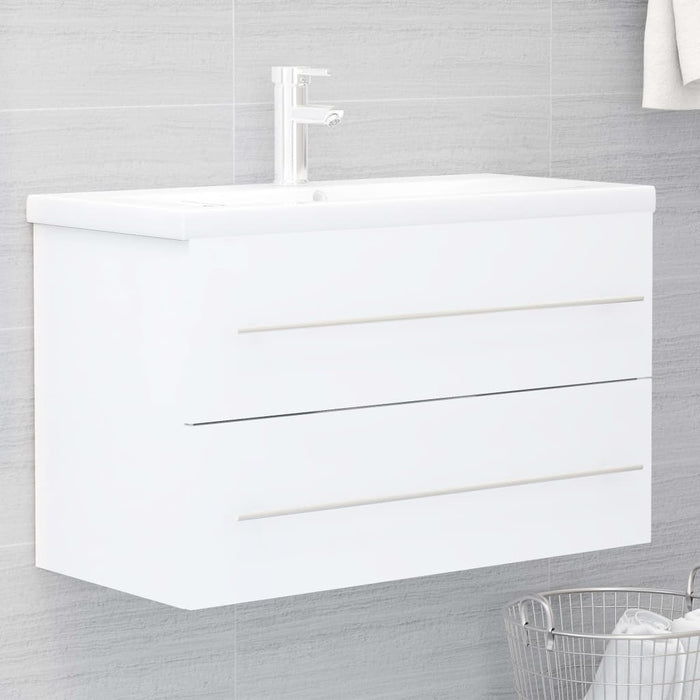 Mobile con Lavabo Integrat-Armadietto da Cucina-Lavandinoo Bianco in Legno Multistrato 120185