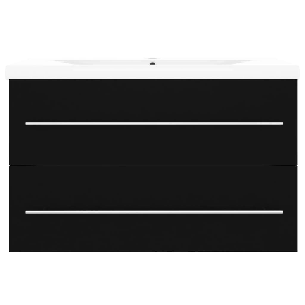 Mobile con Lavabo Integrato Nero in Legno Multistrato 3099051