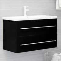 Mobile con Lavabo Integrat-Armadietto da Cucina-Lavandinoo Nero in Legno Multistrato 834150