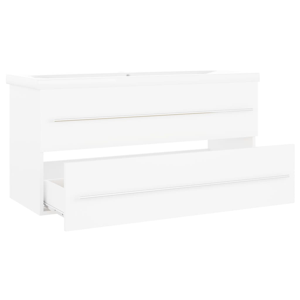 Mobile con Lavabo Integrat-Armadietto da Cucina-Lavandinoo Bianco in Legno Multistrato 880119