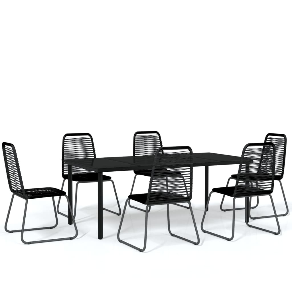 Set da Pranzo per Giardino 7 pz con Cuscini Nero 3099093