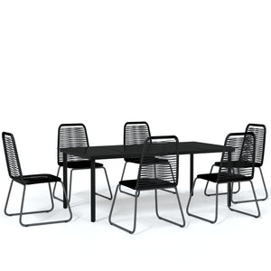 Set da Pranzo per Giardino 7 pz con Cuscini Nero 3099093