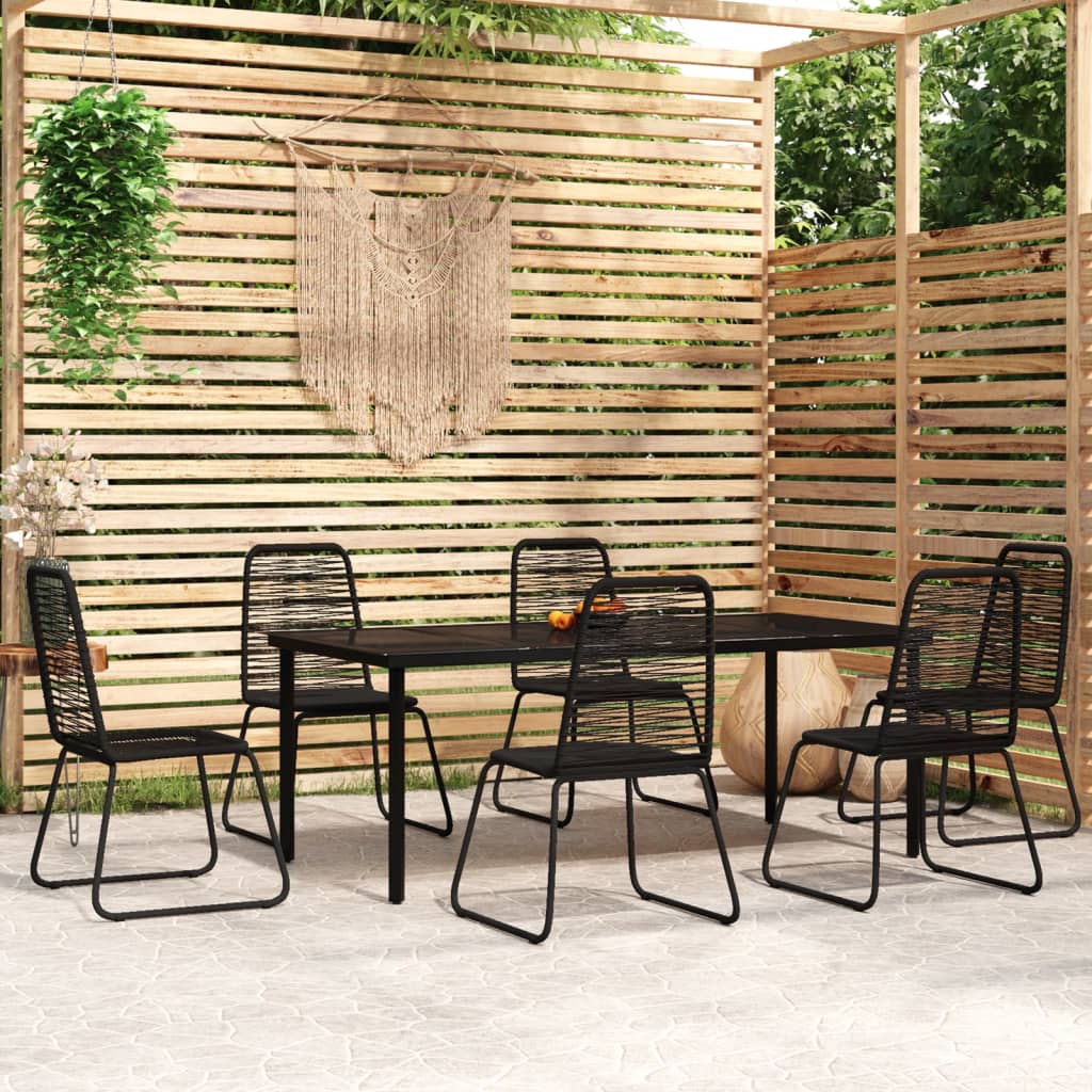 Set da Pranzo per Giardino 7 pz con Cuscini Nero 3099093