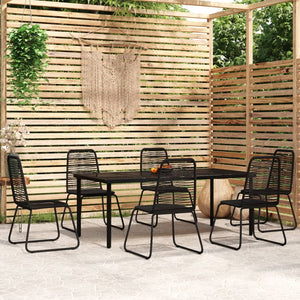 Set da Pranzo per Giardino 7 pz con Cuscini Nero 3099093