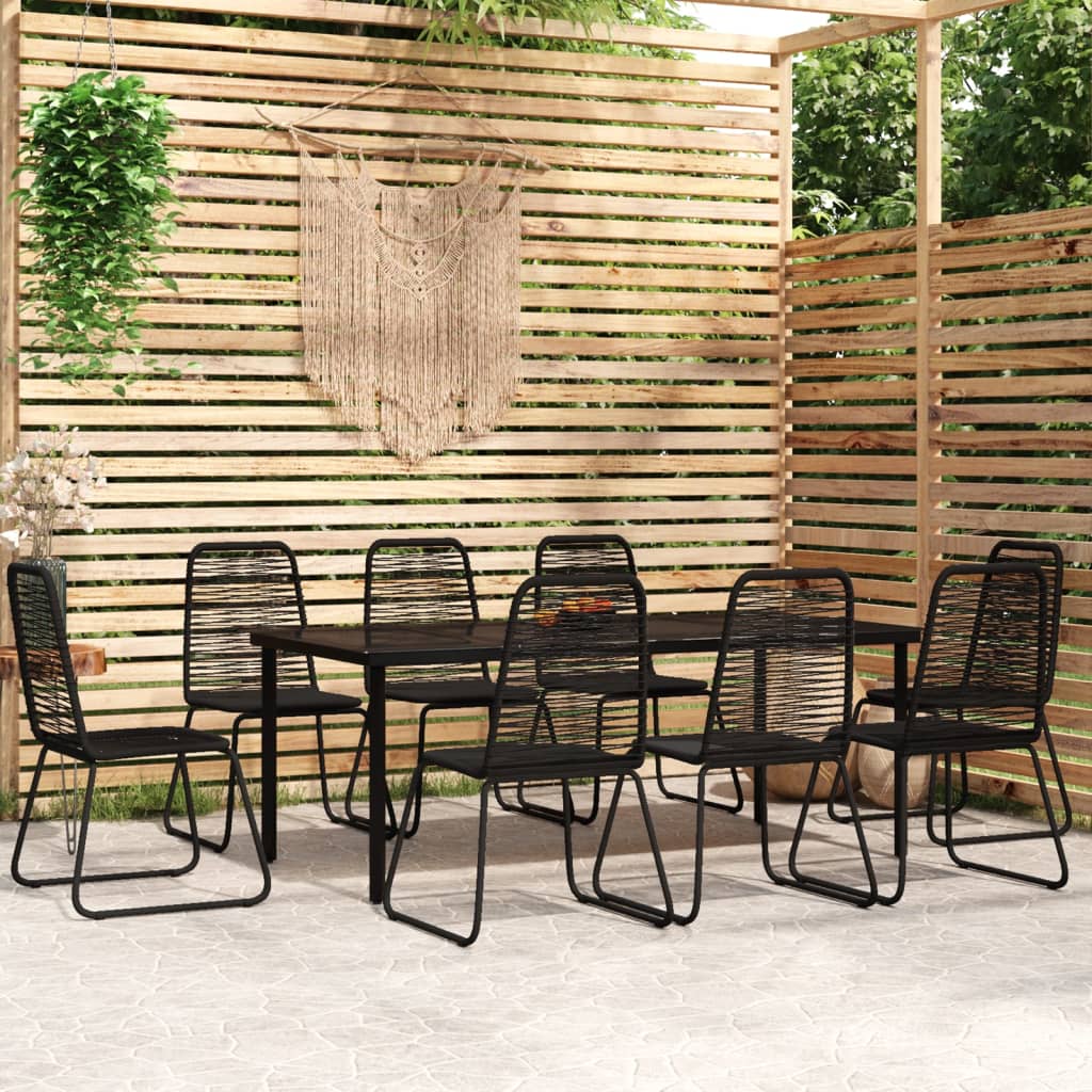 Set da Pranzo per Giardino 9 pz con Cuscini Nero cod mxl 35277