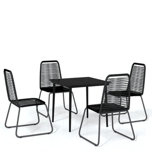 Set Mobili da Pranzo per Giardino 5 pz Nero cod mxl 40960
