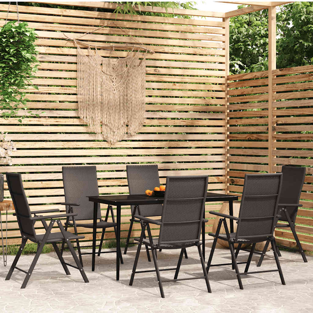 Set Mobili da Pranzo per Giardino 7 pz Nero cod mxl 36963