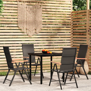 Set Mobili da Pranzo per Giardino 5 pz Nero cod mxl 41293