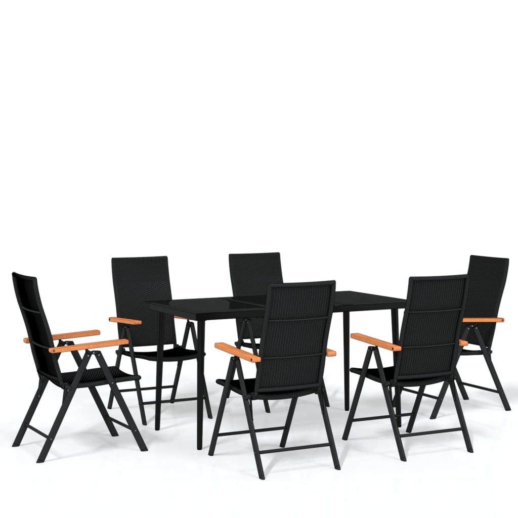 Set Mobili da Pranzo per Giardino 7 pz Nero cod mxl 36950