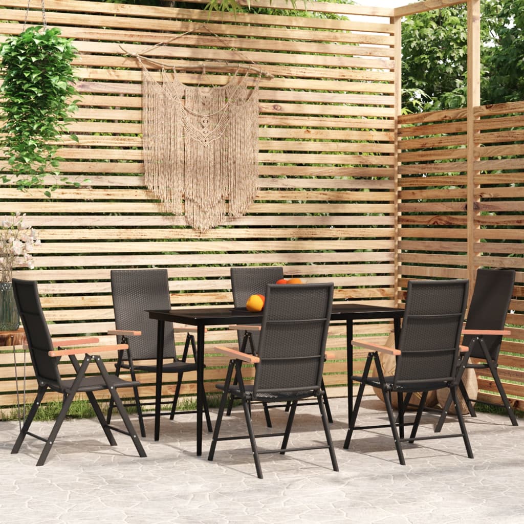 Set Mobili da Pranzo per Giardino 7 pz Nero cod mxl 36950