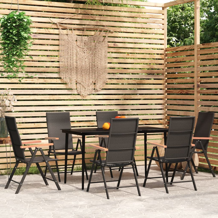 Set Mobili da Pranzo per Giardino 7 pz Nero cod mxl 36950