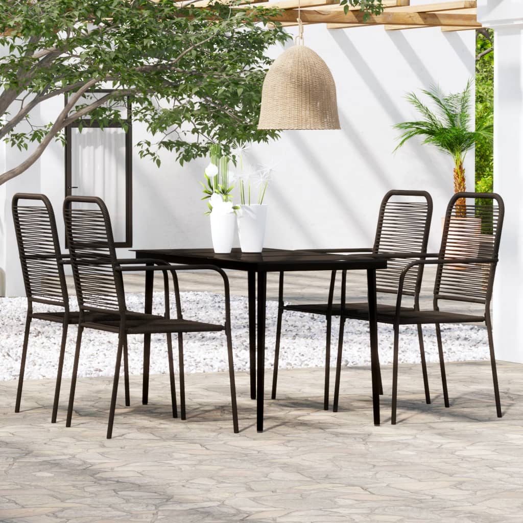 Set Mobili da Pranzo per Giardino 5 pz Nero cod mxl 36949