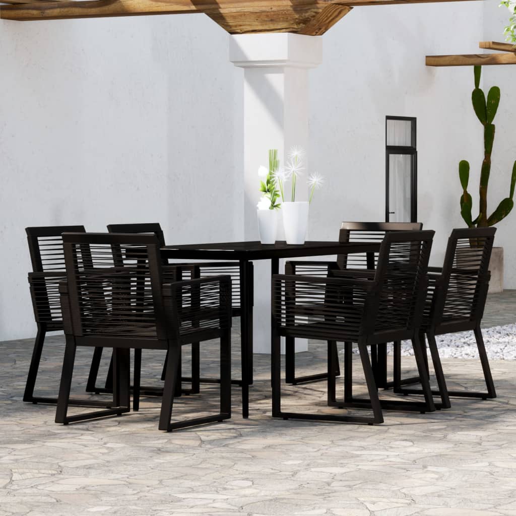 Set Mobili da Pranzo per Giardino 7 pz Nero cod mxl 41717