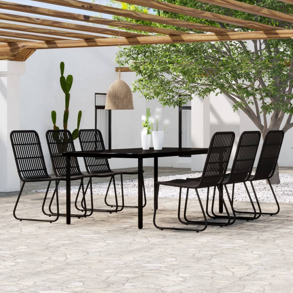 Set da Pranzo per Giardino 7 pz con Cuscini Nero cod mxl 37731