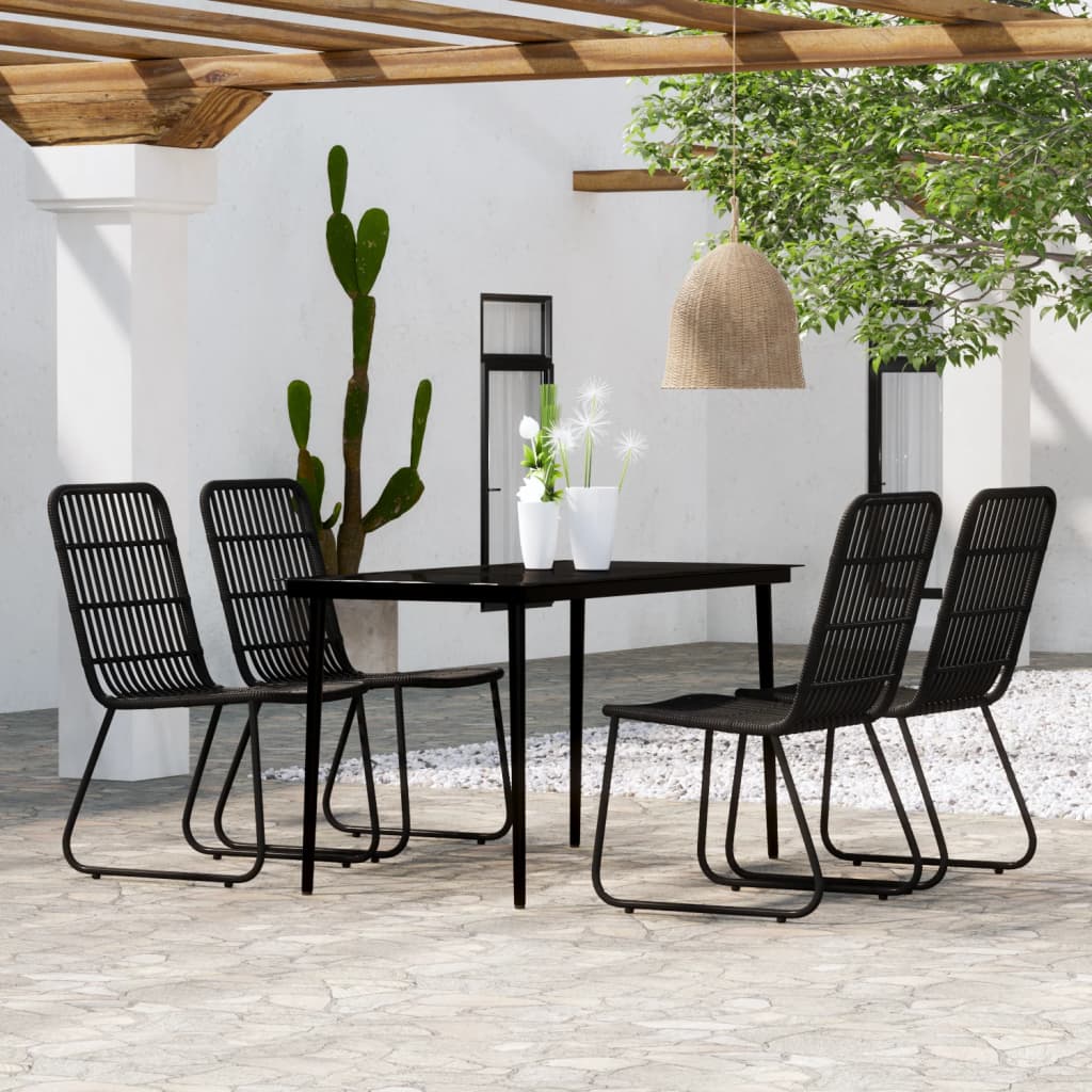 Set Mobili da Pranzo per Giardino 5 pz Nero cod mxl 41565