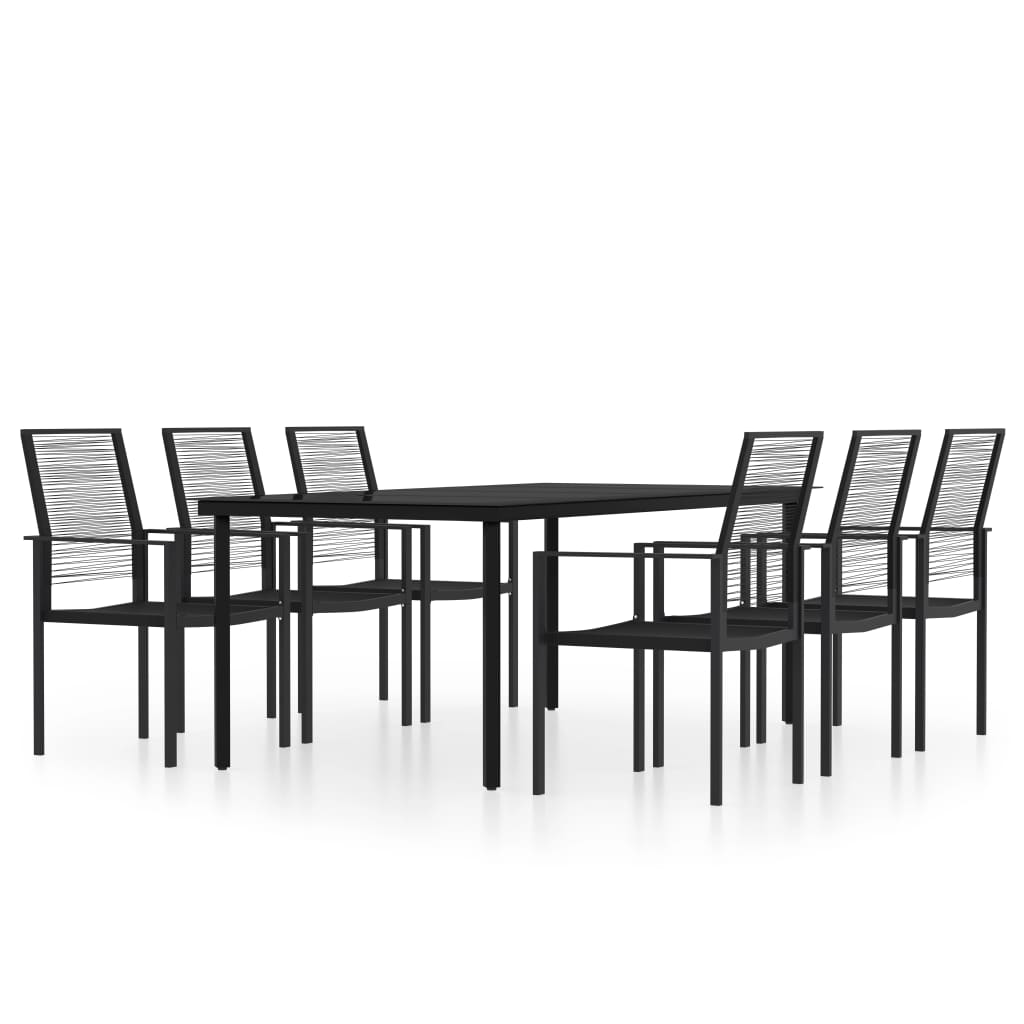 Set Mobili da Pranzo da Giardino 7 pz Nero cod mxl 35492