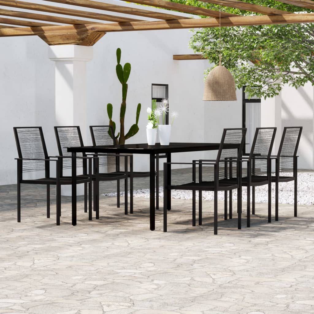 Set Mobili da Pranzo da Giardino 7 pz Nero cod mxl 35492