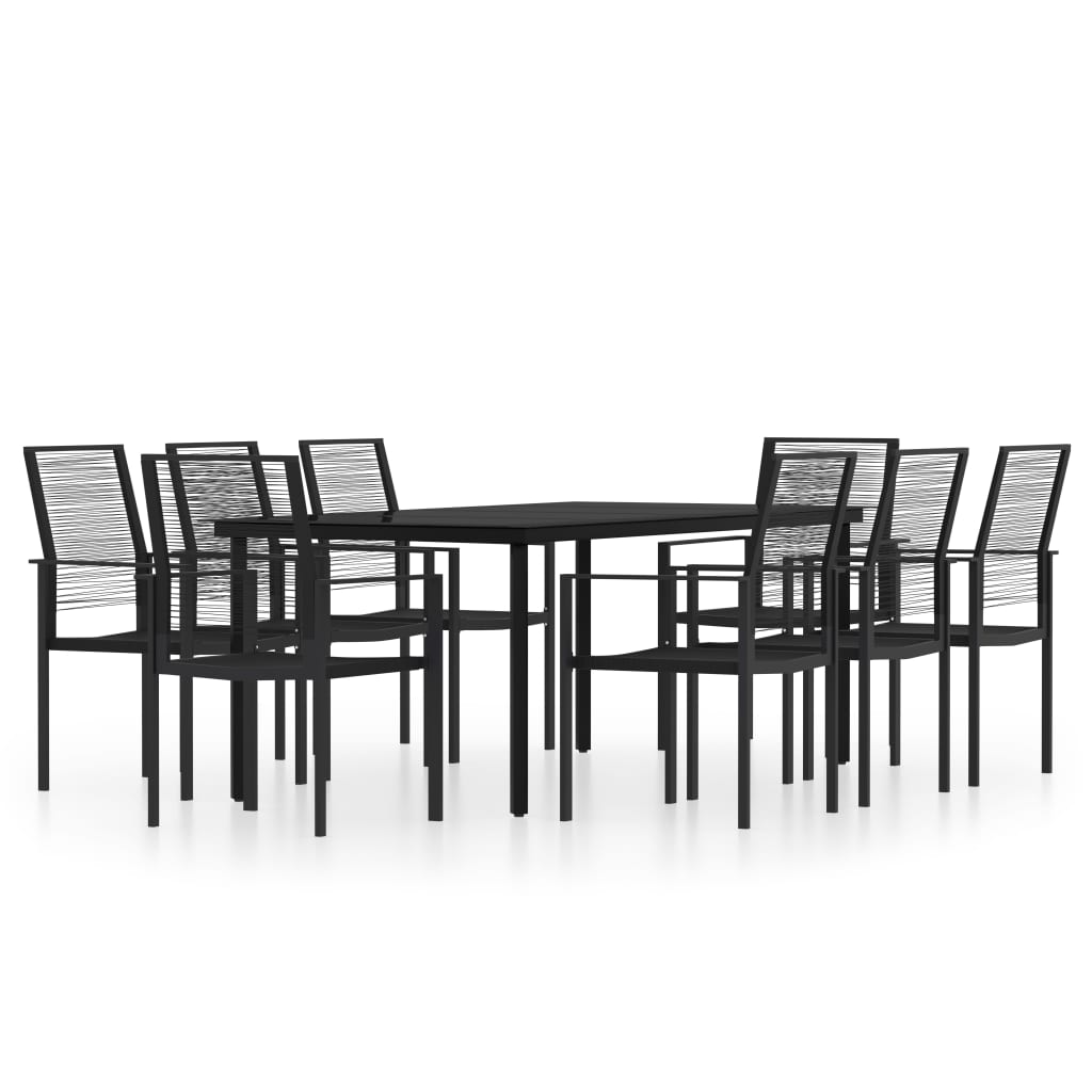 Set Mobili da Pranzo da Giardino 9 pz con Cuscini Nero cod mxl 35498