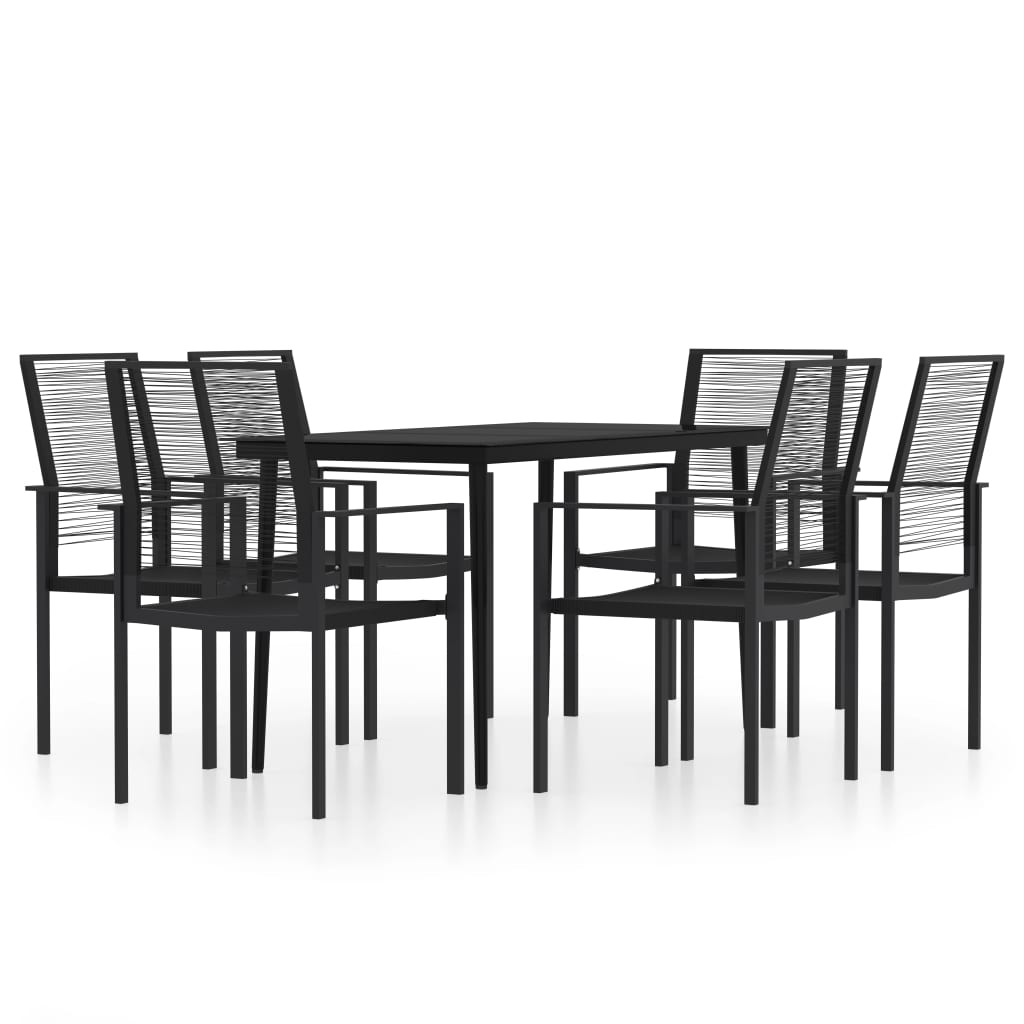 Set Mobili da Pranzo per Giardino 7 pz Nero cod mxl 41193