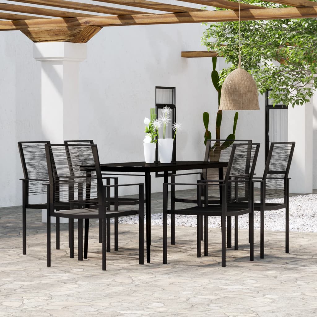 Set Mobili da Pranzo per Giardino 7 pz Nero cod mxl 41193
