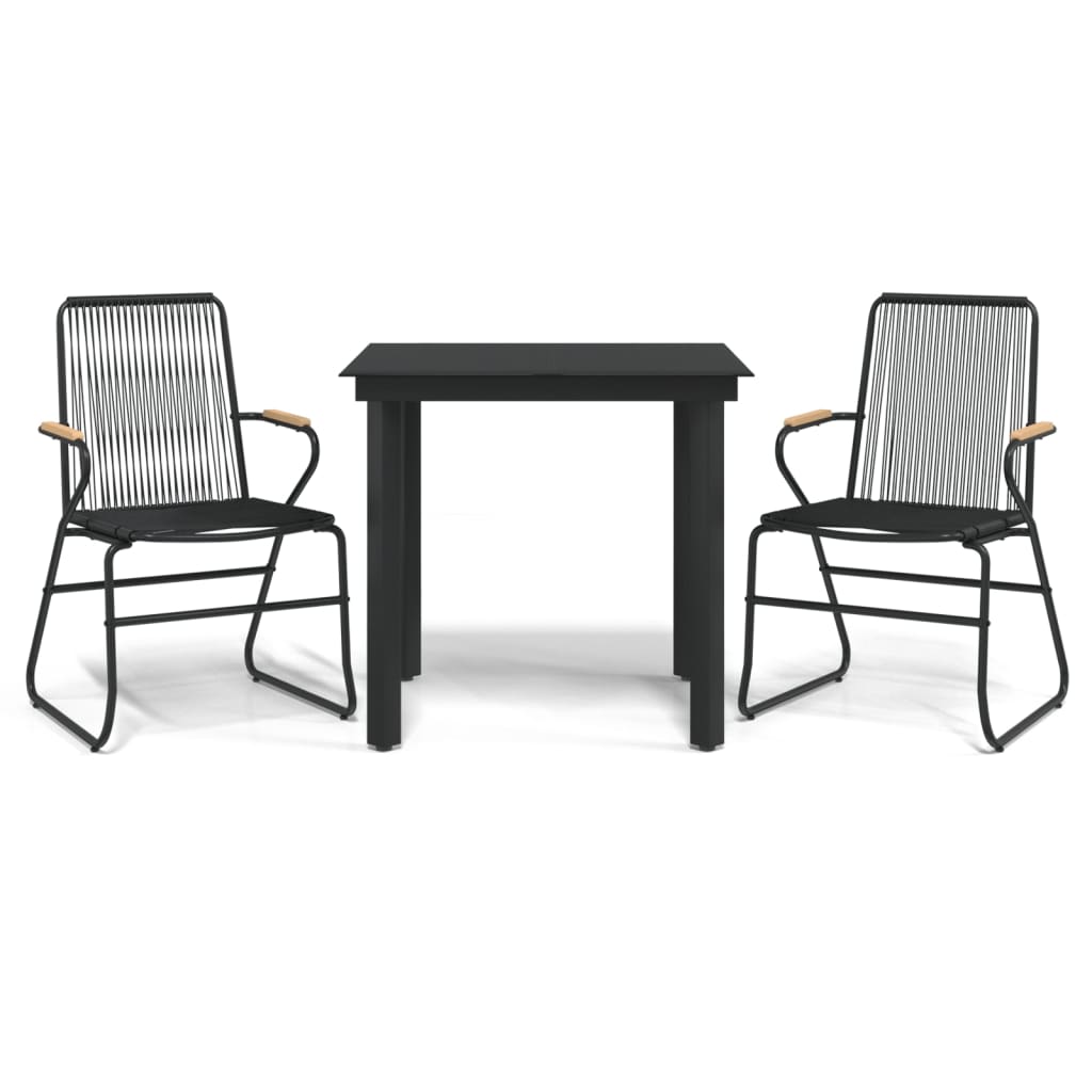 Set da Pranzo da Giardino 3 pz Nero in Rattan PVCcod mxl 121468