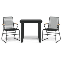 Set da Pranzo da Giardino 3 pz Nero in Rattan PVCcod mxl 121468