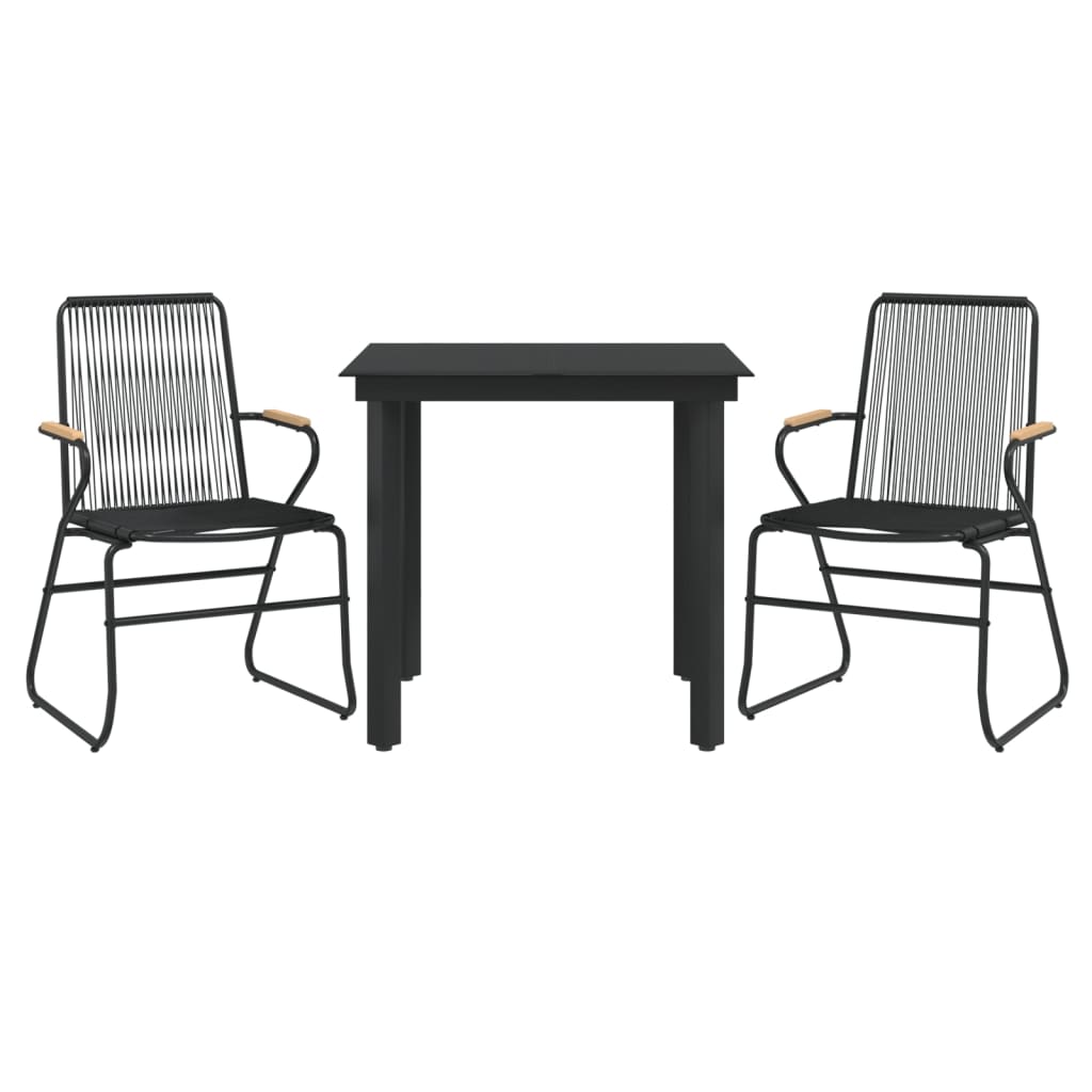 Set da Pranzo da Giardino 3 pz Nero in Rattan PVCcod mxl 121468