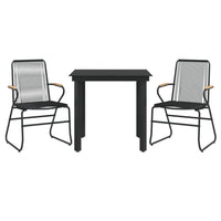 Set da Pranzo da Giardino 3 pz Nero in Rattan PVCcod mxl 121468