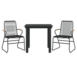 Set da Pranzo da Giardino 3 pz Nero in Rattan PVCcod mxl 121468
