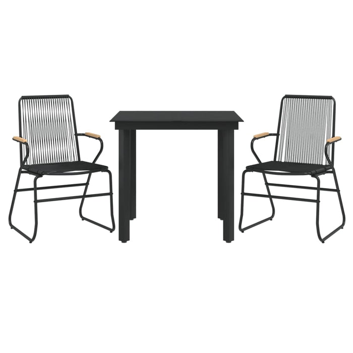 Set da Pranzo da Giardino 3 pz Nero in Rattan PVCcod mxl 121468