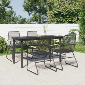 Set da Pranzo da Giardino 5 pz Nero in Rattan PVC 3099211