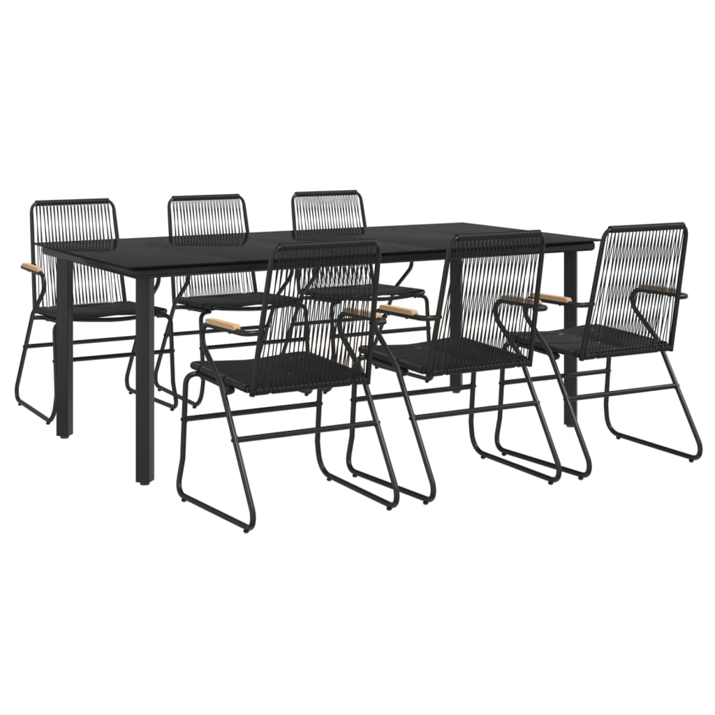 Set da Pranzo da Giardino 7 pz Nero in Rattan PVC 3099213