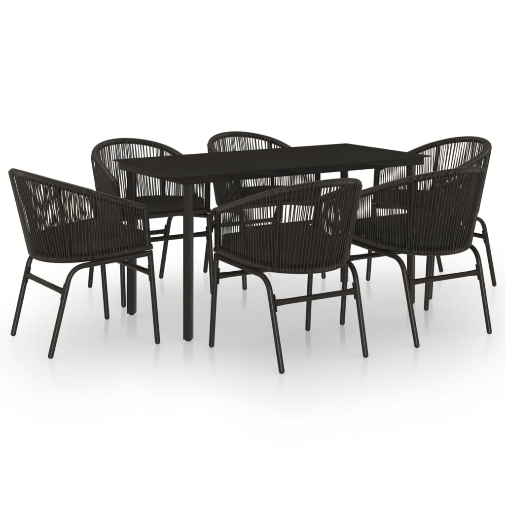 Set Mobili da Pranzo per Giardino 7 pz Nero cod mxl 42060