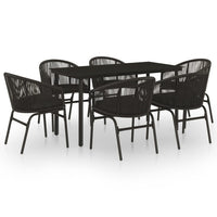 Set Mobili da Pranzo per Giardino 7 pz Nero cod mxl 42060