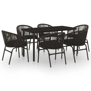 Set Mobili da Pranzo per Giardino 7 pz Nero cod mxl 42060