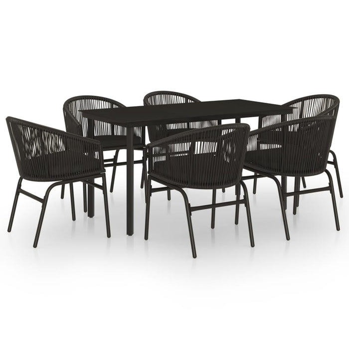 Set Mobili da Pranzo per Giardino 7 pz Nero cod mxl 42060