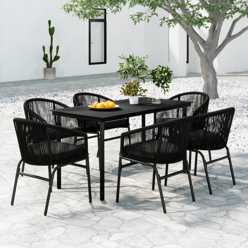 Set Mobili da Pranzo per Giardino 7 pz Nero cod mxl 42060