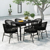 Set Mobili da Pranzo per Giardino 7 pz Nero cod mxl 42060