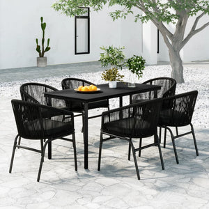 Set Mobili da Pranzo per Giardino 7 pz Nero cod mxl 42060