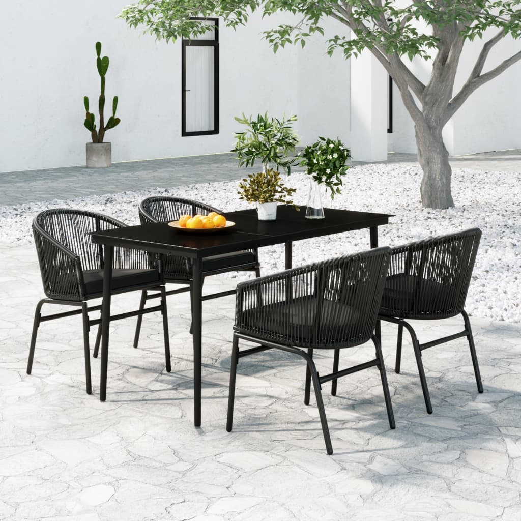 Set da Pranzo per Giardino 5 pz Nero cod mxl 39373