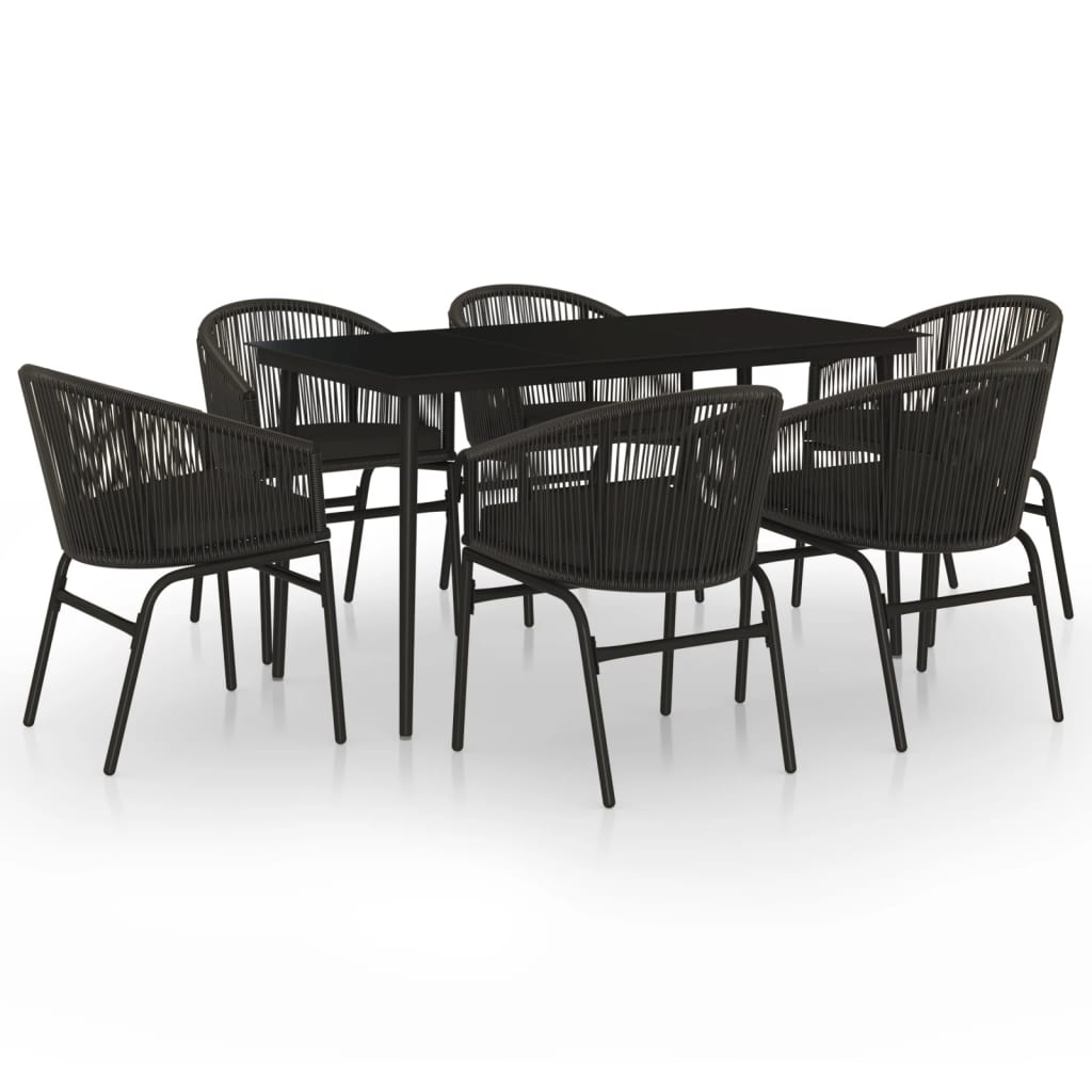 Set Mobili da Pranzo per Giardino 7 pz Nero cod mxl 42154